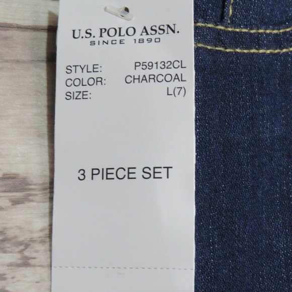 U.S.Polo Assn.*Boy's 3-Piece Set Hoodie Puffer Coat, Long Sleeve Shirt, Jeans L7 - Picture 12 of 15